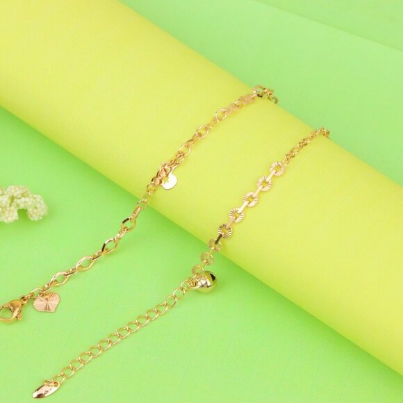 "Butterfly Charm Rose Gold Anklet with Dual Chain Accent, XPAL1188 - Picture 4 of 12